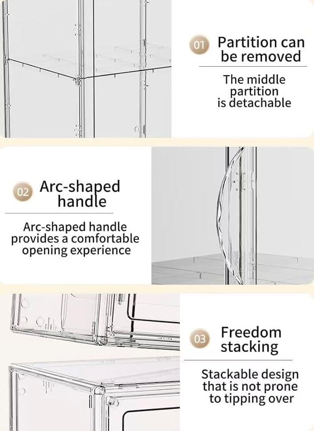Large Clear Acrylic Display Box with Front Door – Spacious Organizer Case for Collectibles, Skincare, Toys, Office Supplies, 14.17×8.66×10.63 inches Transparent Storage Cabinet