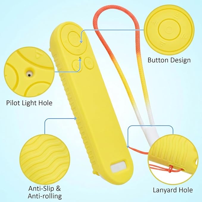 Silicon Cover for Nex Playground Game System Remote, Anti-Slip Shockproof Sleeve with 4 Pillars for Secure Placement, Dust & Water Resistant Protective Case with Lanyard - Yellow