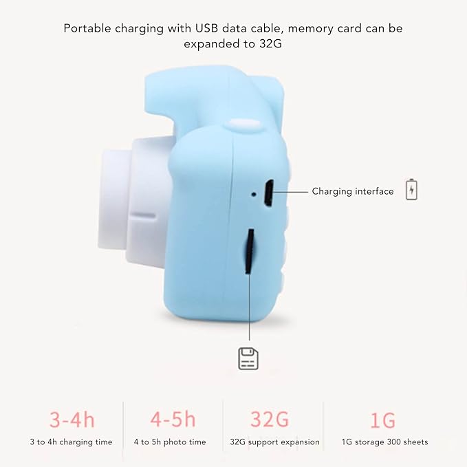 Kids Camera, 2.0in Screen Digital Video Camera USB Charging 400mAh Portable Children Camera Toy for Boys Girls, Christmas Birthday Festival Gifts for Kids, Support 32GB SD