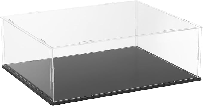 uxcell Acrylic Clear Display Case for Collectibles Self-Assemble Display Boxes with Black Base Dustproof Countertop Storage Box for Collectibles Action Figures, 11.8 x 9.8 x 3.9 Inch