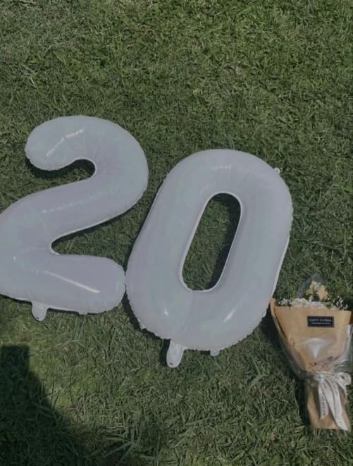 White Helium Number Balloon 40 Inch, Giant Foil White Number 0 Birthday Balloons, Large Numbers 10 20 30 40 50 60 70 80 90 100 2025, Party Celebration Supplies Decorations