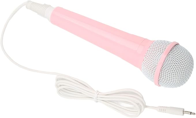 Zyyini Kids Wired Microphone, Pink, 3.5mm Jack, Portable, Lightweight, No Battery, Ideal for Kids Singing Machine, Karaoke, Storytelling, Pink