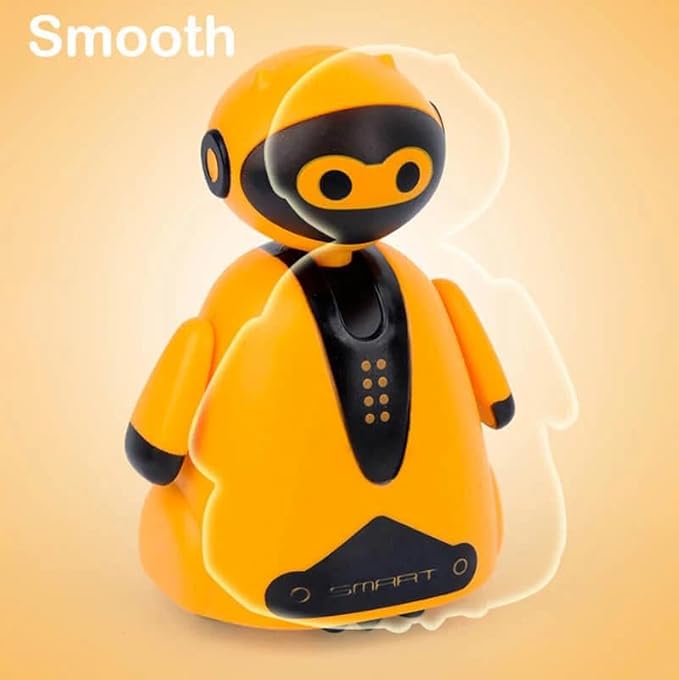 Mini Magic Inductive Robot Toy TracerBot Interactive Follow Black Line with LED Light Educational Toys for Kids(Orange)