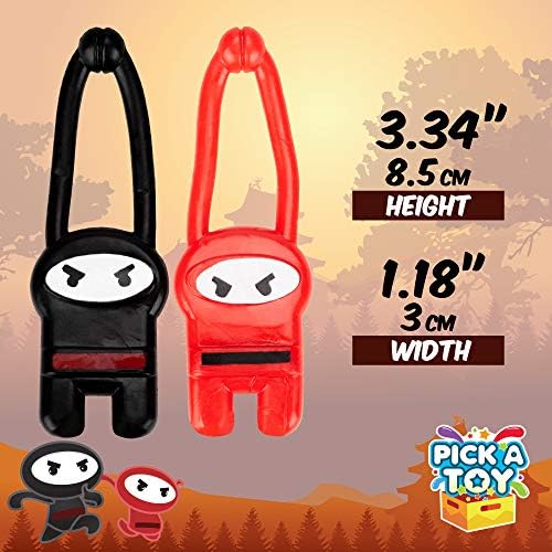 PICK A TOY Ninja Toys for Boys & Girls Party Favors Supplies Stretchy Flying Ninjas 24-Pieces, Slingshot Toys Mini Toy Karate Birthday Goodie Bags Stuffer and Ninja Party Favors Easter Egg Fillers