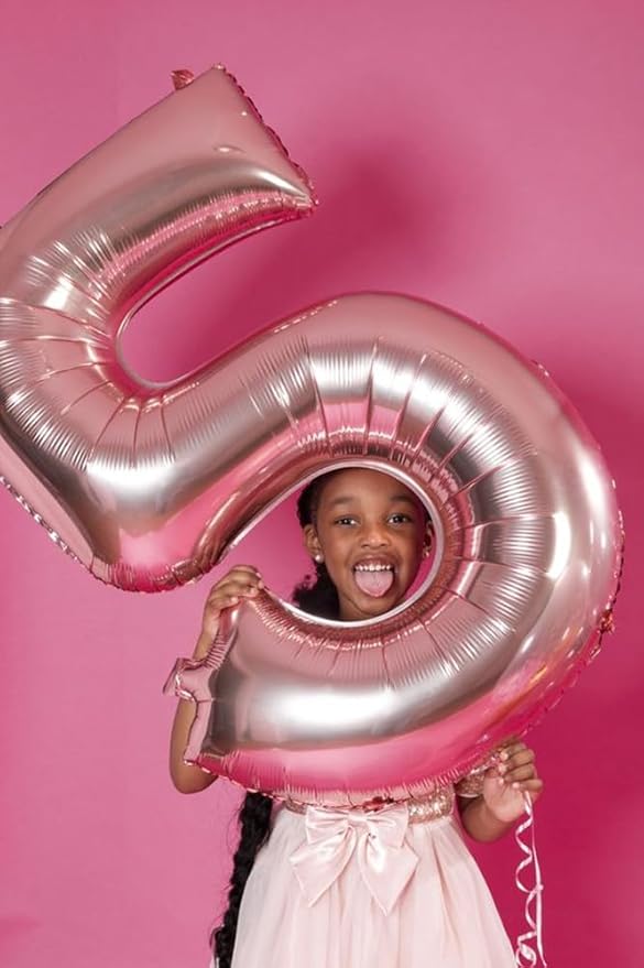 Balloon Numbers 40 Inch 5 Ballon for 5th Birthday Decorations, 15 25 35 50 Big Rose Gold Number Balloons for Wedding Photo Shoot Party Decor