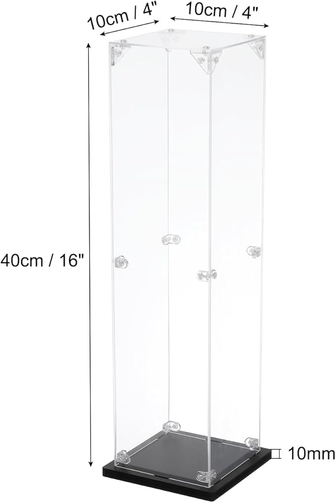 MECCANIXITY Acrylic Display Case, 4''x4''x16'' Clear Display Box Assemble Dustproof Display Box Storage Organizer for Collectibles Action Figures