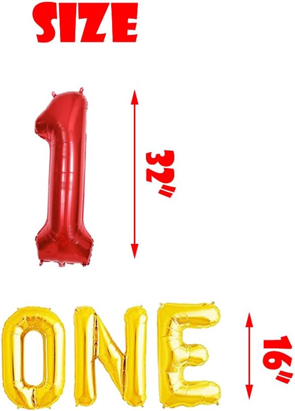 Letromp Mickey 1st Birthday Decorations Boys First Year Old Balloons Boys One Banner for Mickey 1st Birthday Baby Shower Party Supplies Decorations, Large, Red