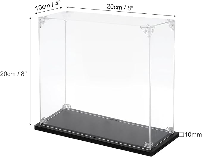 MECCANIXITY Acrylic Display Case, 4''x8''x8'' Clear Display Box Assemble Dustproof Display Box Storage Organizer for Collectibles Action Figures