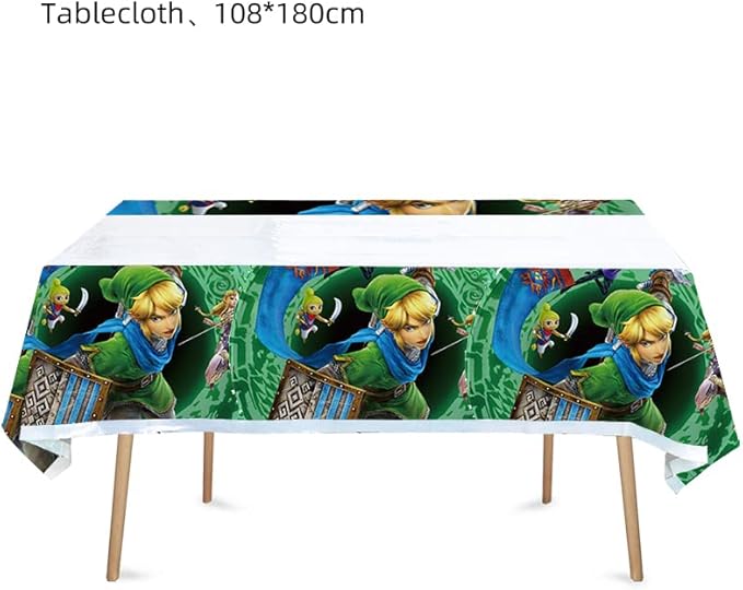 41Pack Zelda Birthday Decorations, 20 Plates, 20 Napkins and 1 Tablecover for Zelda Birthday Party Supplies