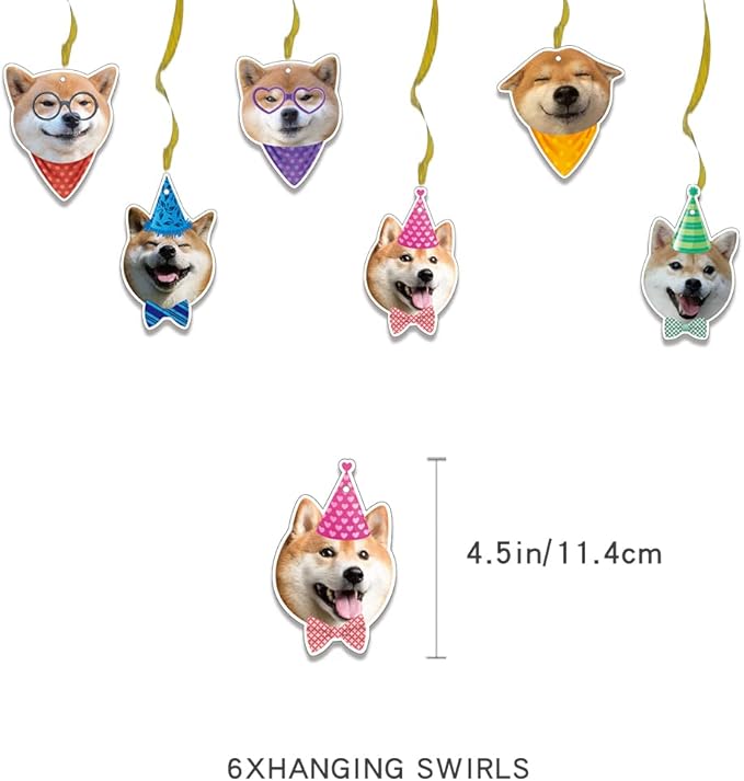 Shiba Inu Party Decorations Suit Cute Shiba Inu Theme Birthday Banner Hanging Swirl Party Cake Topper Balloons Cupcake Toppers Shiba Inu Birthday Party Supplies With Different Dog Faces