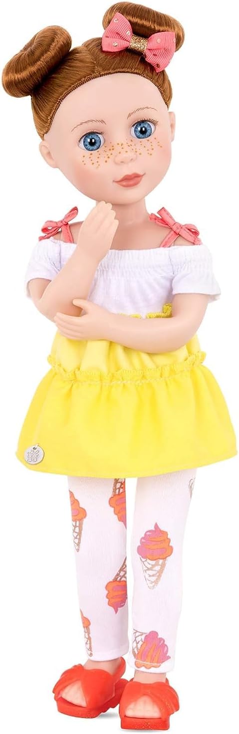 Glitter Girls – 14-Inch Fashion Doll – Blue Eyes & Red Hair – Two – Tone Dress & Ice Cream Leggings – Hair Bow & Glitter Sandals – 3+ Years– Charlie
