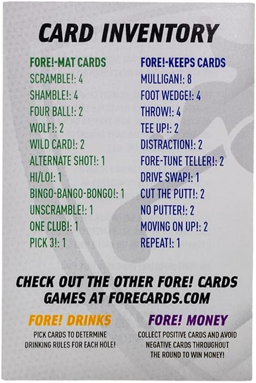 Fore Cards On Course Golf Game – Interactive Golf Card Game for Fun, Strategy & Competition – Mix Classic & Unique Formats – Fore Cards Golf Games and a Gift for Golfers of All Levels