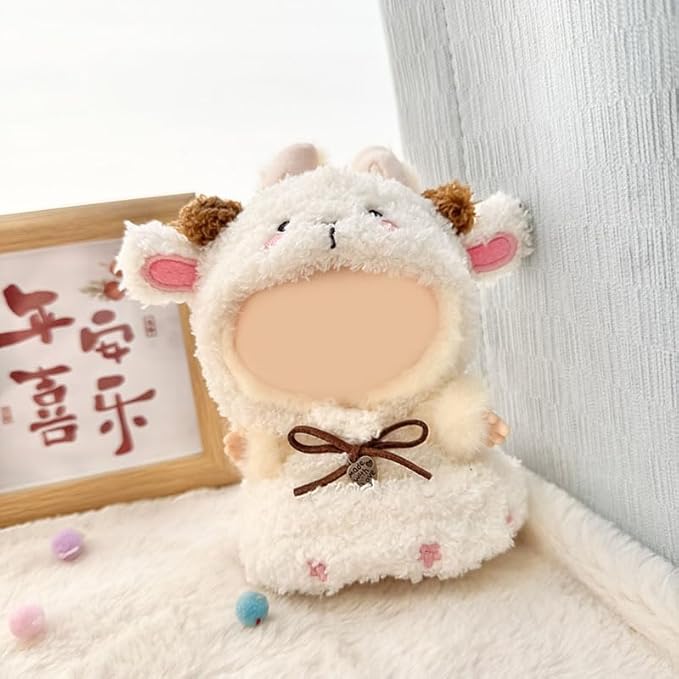 Clothes for 15/17cm Doll (No Doll), Fashion Outfit Set - Lamb Hat + Dress, Cute Dress Up Accessories (Woolly)