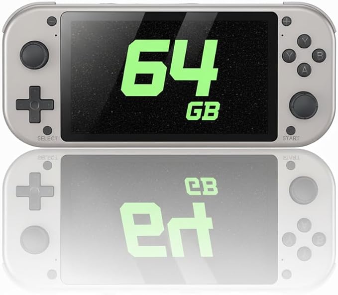 Retro Handheld Portable Video Game Console - 4.3" IPS Screen, Emuelec System, 64GB, 20,000+ Games, Classic Game System (64 GB)