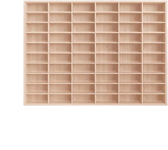 1:64 Scale Toy Car Display Case Organizer Storage, Wooden Wheel Rack Wall Mounted with 60 Compartments, Stylish Diecast Car Display Rack for Toy Car, Collectibles, Figurines (58.6x4.5x46.8cm)
