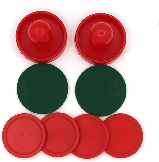 GSHLLO 8 Pcs 60mm Mini Red Air Hockey Pushers Air Hockey Pucks Strickers Goal Handles Paddles Replacement Accessories for Game Tables