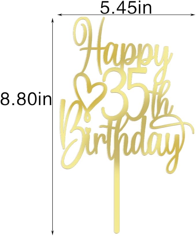 Acrylic Happy 35th Birthday Cake Topper - Cheers to 35 Years Cake Topper, 35 & Fabulous Cake Decoration for Hello 35th Birthday Anniversary Party Cake Decorations Supplies