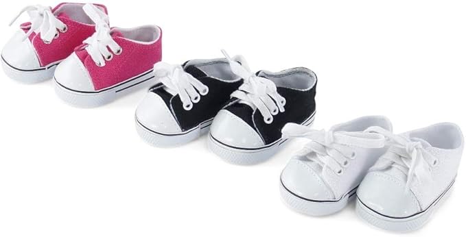 Emily Rose 14 Inch Doll Clothes Accessories | 14" Doll Shoes Value Pack 3 Pack Canvas Sneakers Gift Set | ONLY Compatible with Wellie Wishers and Glitter Girls Dolls