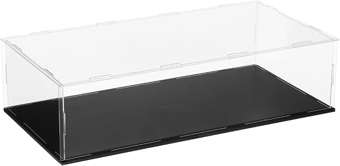 uxcell Acrylic Clear Display Case for Collectibles Self-Assemble Display Clear Boxes with Black Base Dustproof Countertop Storage Box for Collectibles Action Figure, 15.7 x 7.9 x 3.9 Inch