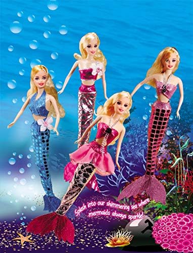 MIOKIDZFUN Princess Mermaid Dolls Playset, 12" Fashion Dress Doll with 4" Little Mermaid Seahorse Figurine and Accessories,Mermaid Toys Gifts for Girls Aged 3 4 5 6 7 8