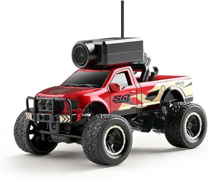 WL 1/64 FPV RC Car with Camera, APP Auto-Pairing Mini RC Truck with Remote Controller + Display Screen, 3-Speed Modes Gyroscope Remote Control Off-Road Truck for Adults