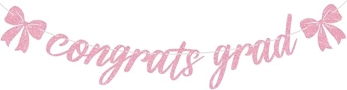 Pink Glitter Congrats Grad Banner, Congrats 2026/Class of 2026/So Proud of You, 2026 Graduation Party Decorations Supplies