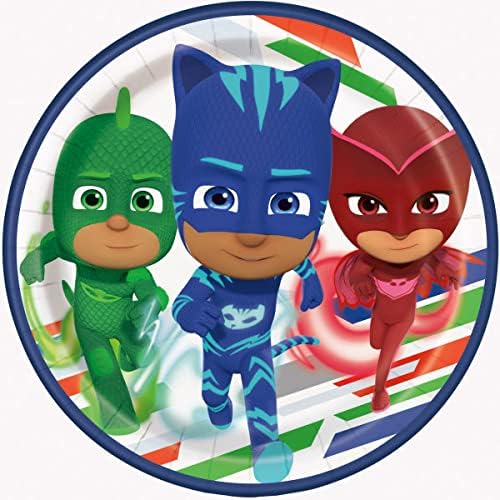 Unique PJ Masks Birthday Party Supplies Bundle Pack includes 16 Dessert Cake Plates, 16 Napkins