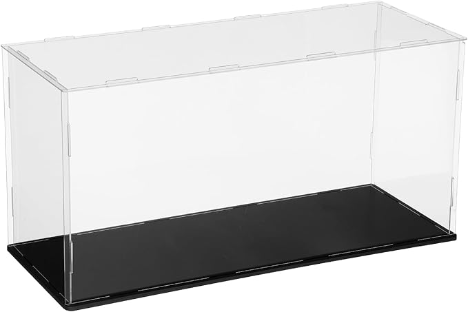 uxcell Acrylic Clear Display Case for Collectibles Self-Assemble Display Clear Boxes with Black Base Dustproof Countertop Storage Box for Collectibles Action Figure, 15.7 x 5.9 x 7.9 Inch