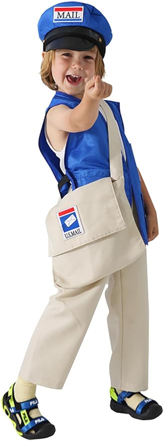 Mailman Costume Set Postal Costume for Kids Hallowen Dress up Party Pretend Play Outfit for Boys Girls