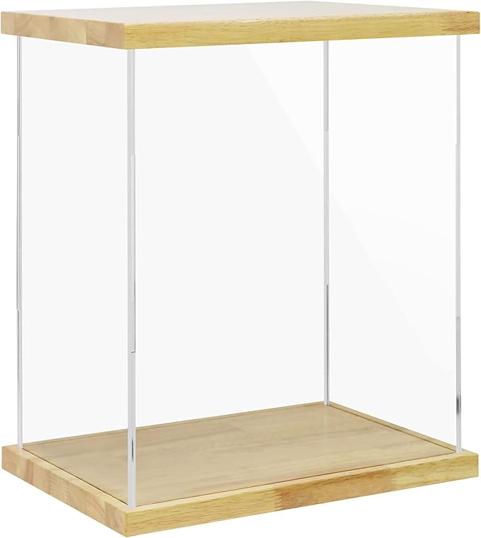 BenchPro Clear Acrylic Display Case for Trophy, Collectibles, Assemble Cube Display Box Stand Dust Proof Protection Showcase for Action Figures Toys. (1" Thick Wood, 21" H x 17" L x 12" D)