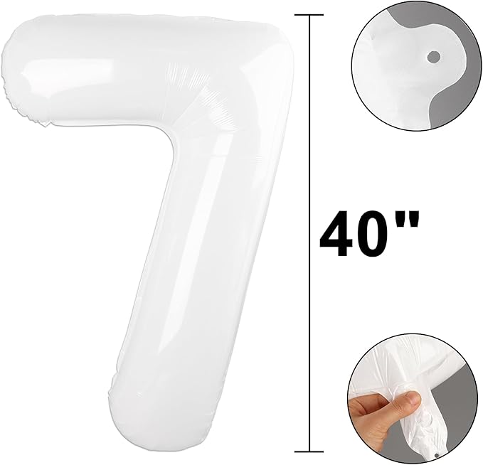 40 Inch White Number 17 Digital Balloon,Jumbo Mylar Foil Helium Balloon for 17 Balloons for Birthday Party,Wedding Anniversary Party Decorations