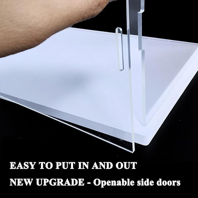 Clear Acrylic Display Case, Self-Assembly Acrylic Box with Transparent Side Door and White Thick Base, Dustproof Protection Showcase Organizer for Collectible Doll Toy Model (50X30X40cm/20X12X16inch)
