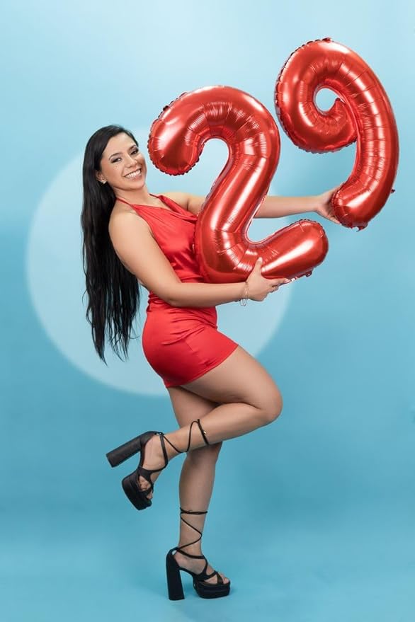 26 Number Red Balloon, Foil Happy 26th Birthday Balloon for Men & Women, 40 Inch Large Balloons for 2 6 26 62 2026 Wedding Marriage Proposal Engagement Decorations