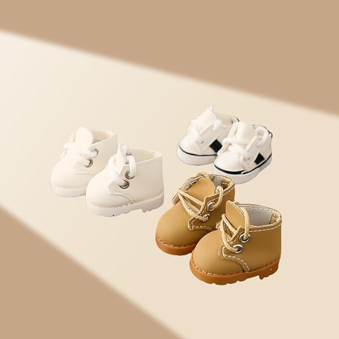 Doll Shoes for Lu bubu 17cm Dolls(No Doll) , Mini Shoes Accessories, Cute PU Leather Shoes Suitable for 17cm Doll, Dress Up Doll Shoes Replacement Brown