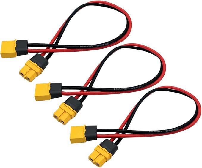 3PCS XT60H Plug Extension Cable XT60H Plug Male Connector to XT60H Plug Female Connector Wire Adapter with 11.8inch 14awg Silicone Wire
