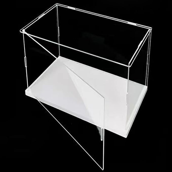 Openable Clear Acrylic Display Case-Assemble Countertop Box with White Base,Dustproof Protection Showcase for Action Figures Toys Collectibles (25x20x15cm/10x8x6inch)