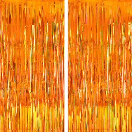 KatchOn, Orange Streamers - Pack of 2 | Thanksgiving Backdrop for Thanksgiving Decorations | Orange Fringe Backdrop for Birthday, Friendsgiving Party Decorations | Basketball Party Decorations