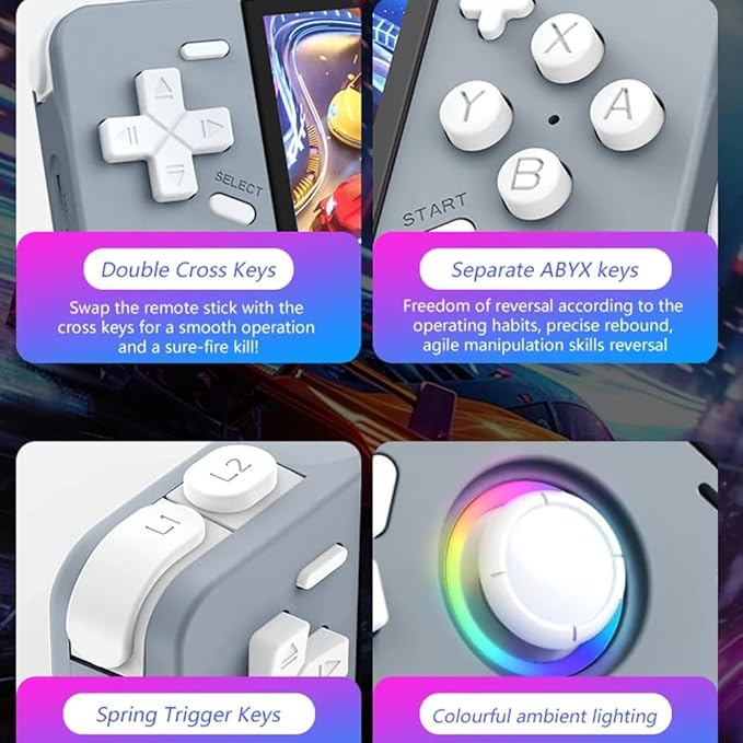 Retro Handheld Game Console - Open Source Linux System, 3.5-inch Full-Lamination Screen, 18000+ Classic Games, 4000mAh Battery Portable Handheld (White)