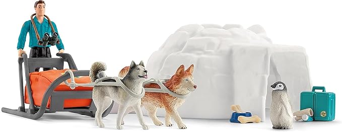 schleich Wild Life - 19 PC Antarctic Expedition Playset with Ranger, Husky Dogs, and Penguin Animal Figurines - Snow Safari Play Set with Dogsled and Igloo - Educational Toys for Kids 3 - 8 | 42558
