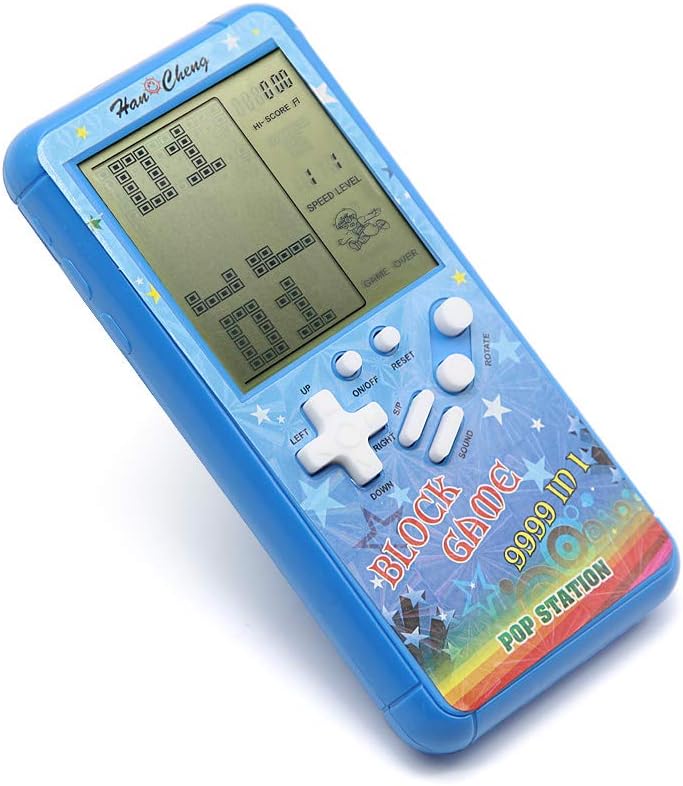Retro Block Game Console with Color Shell and Large 4.5" Screen, 23 Preloaded Games, Blue
