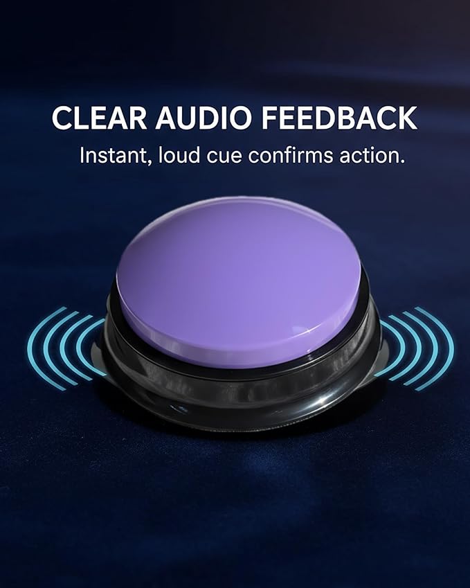 Dog Talk Buttons Voice Recording Button for Communication and Pet Training 30-Second Record & Playback Talking Button for Study, Office, Family, and Kids (Purple, one)