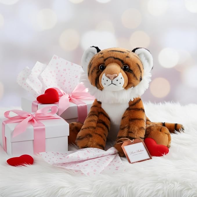 The Petting Zoo Tiger Stuffed Animal, Gifts for Kids, Wild Onez Zoo Animals, Tiger Plush Toy 9 inches (Pack of 2)