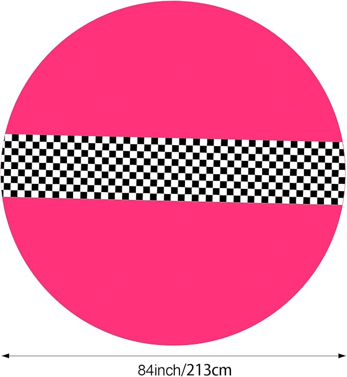 Oudain 3 Pcs Cars Birthday Party Supplies Racing Party Decorations Round Racing Tablecloth Checkered Flag Table Covers Road Plastic Table Cloth, 1950s Disco Dancing Party Tablecloth (Pink)