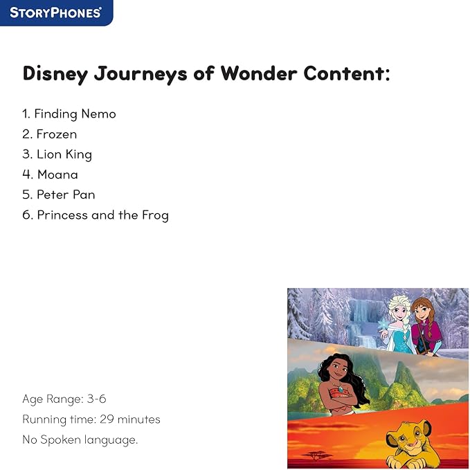 StoryShield for StoryPhones, Disney 100 Journeys of Wonder, Screen-Free Audio Disk with Six Relaxing Ambient Sounds from Disney Stories (Looping)