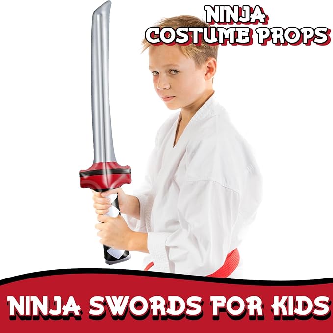 12 Pcs Inflatable Ninja Samurai Sword, Inflated Katana Sword Toy, Blow Up Ninja Swords for Party Favors Cosplay Samurai Theme Party
