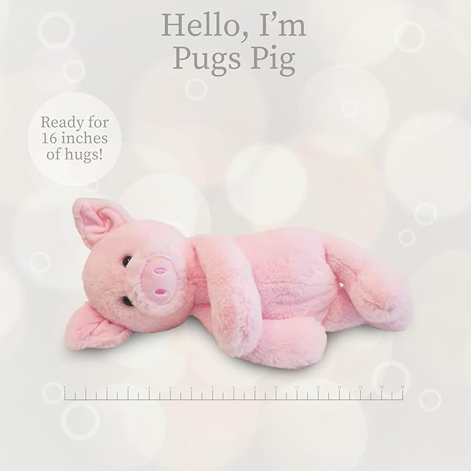 World's Softest Plush Stuffed Animal for Baby, Toddler, Kids, Adults - Adorable Toy Made from Kid-Friendly, Quality Materials - Lushee Pugs Pig, 16"