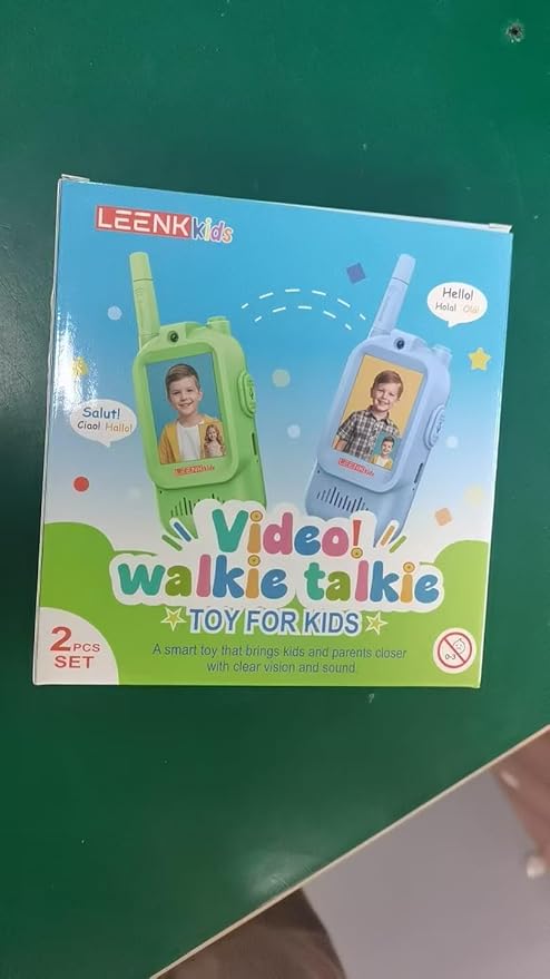 LEENK Kids Video Walkie Talkies 2 Pack – Rechargeable Video Intercom Handheld, Indoor & Outdoor Range, Easy Use for Ages 3-12, Eco ABS, Clear Voice & Long Distance Communication (Blue & Green)