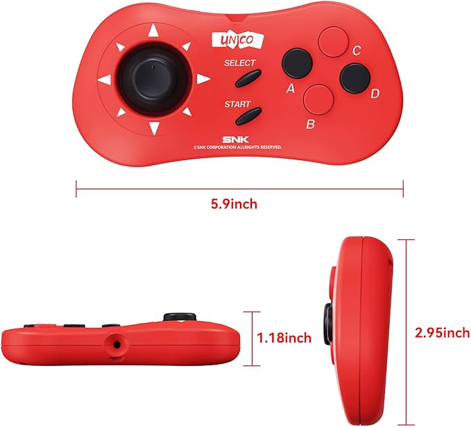 UNICO MVS Mini Arcade and 2 Red Gamepads Combo, Including Pre-Loaded 45 SNK Retro Games