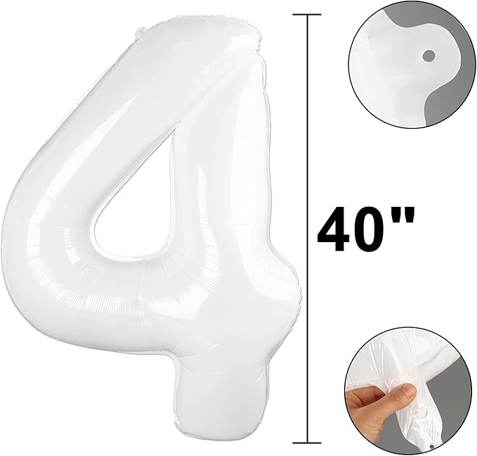 40 Inch White Number 14 Digital Balloon,Jumbo Mylar Foil Helium Balloon for 14 Balloons for Birthday Party,Wedding Anniversary Party Decorations