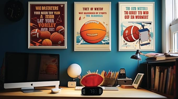 LEXiBOOK, American Football - Night Light Alarm Clock, Sounds and Melodies, Backlit LCD Screen, Luminescent, Snooze, Orange/Blue, RL800SO